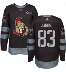Mens Adidas Ottawa Senators 83 Christian Jaros Authentic Black 1917 2017 100th Anniversary NHL Jersey 