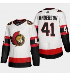 Ottawa Senators 41 Craig Anderson Men Adidas 2020 21 Authentic Player Away Stitched NHL Jersey White