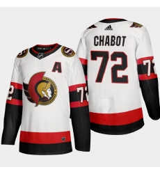 Ottawa Senators 72 Thomas Chabot Men Adidas 2020 21 Authentic Player Away Stitched NHL Jersey White