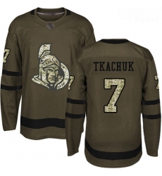 Senators #7 Brady Tkachuk Green Salute to Service Stitched Hockey Jersey
