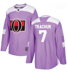 Senators #7 Brady Tkachuk Purple Authentic Fights Cancer Stitched Hockey Jersey