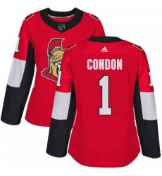 Womens Adidas Ottawa Senators 1 Mike Condon Authentic Red Home NHL Jersey 