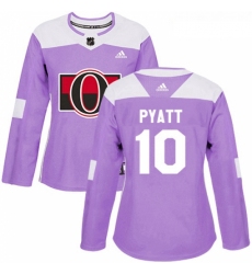 Womens Adidas Ottawa Senators 10 Tom Pyatt Authentic Purple Fights Cancer Practice NHL Jersey 