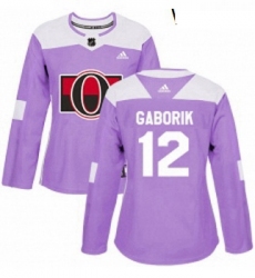 Womens Adidas Ottawa Senators 12 Marian Gaborik Authentic Purple Fights Cancer Practice NHL Jersey 