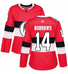 Womens Adidas Ottawa Senators 14 Alexandre Burrows Authentic Red 2017 100 Classic NHL Jersey 