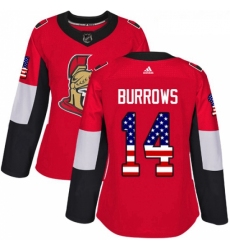 Womens Adidas Ottawa Senators 14 Alexandre Burrows Authentic Red USA Flag Fashion NHL Jersey 