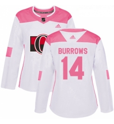 Womens Adidas Ottawa Senators 14 Alexandre Burrows Authentic WhitePink Fashion NHL Jersey 