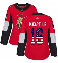 Womens Adidas Ottawa Senators 16 Clarke MacArthur Authentic Red USA Flag Fashion NHL Jersey 
