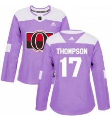 Womens Adidas Ottawa Senators 17 Nate Thompson Authentic Purple Fights Cancer Practice NHL Jersey 