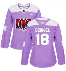 Womens Adidas Ottawa Senators 18 Ryan Dzingel Authentic Purple Fights Cancer Practice NHL Jersey 