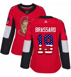 Womens Adidas Ottawa Senators 19 Derick Brassard Authentic Red USA Flag Fashion NHL Jersey 