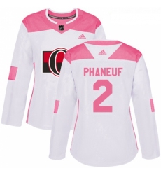 Womens Adidas Ottawa Senators 2 Dion Phaneuf Authentic WhitePink Fashion NHL Jersey 