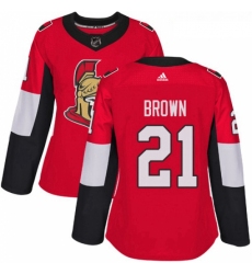 Womens Adidas Ottawa Senators 21 Logan Brown Authentic Red Home NHL Jersey 