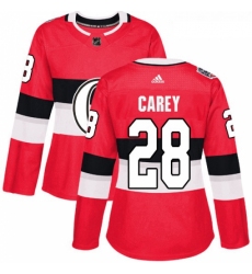 Womens Adidas Ottawa Senators 28 Paul Carey Authentic Red 2017 100 Classic NHL Jersey 