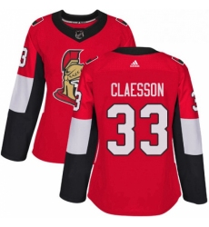 Womens Adidas Ottawa Senators 33 Fredrik Claesson Authentic Red Home NHL Jersey 