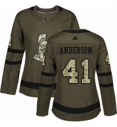 Womens Adidas Ottawa Senators 41 Craig Anderson Authentic Green Salute to Service NHL Jersey 