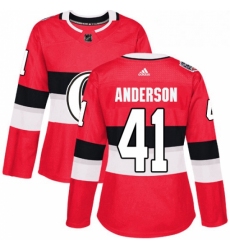 Womens Adidas Ottawa Senators 41 Craig Anderson Authentic Red 2017 100 Classic NHL Jersey 