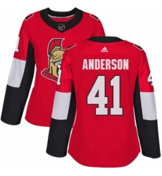 Womens Adidas Ottawa Senators 41 Craig Anderson Authentic Red Home NHL Jersey 