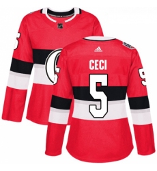 Womens Adidas Ottawa Senators 5 Cody Ceci Authentic Red 2017 100 Classic NHL Jersey 