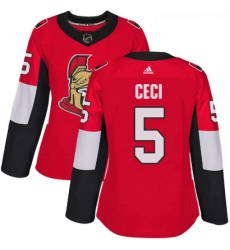 Womens Adidas Ottawa Senators 5 Cody Ceci Authentic Red Home NHL Jersey 