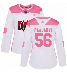 Womens Adidas Ottawa Senators 56 Magnus Paajarvi Authentic White Pink Fashion NHL Jersey 