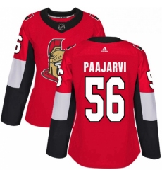 Womens Adidas Ottawa Senators 56 Magnus Paajarvi Premier Red Home NHL Jersey 