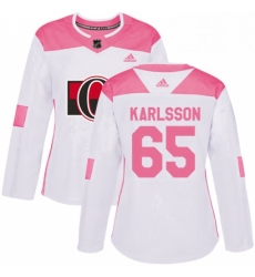 Womens Adidas Ottawa Senators 65 Erik Karlsson Authentic WhitePink Fashion NHL Jersey 