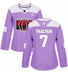 Womens Adidas Ottawa Senators 7 Brady Tkachuk Authentic Purple Fights Cancer Practice NHL Jersey 