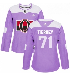 Womens Adidas Ottawa Senators 71 Chris Tierney Authentic Purple Fights Cancer Practice NHL Jersey 