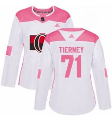 Womens Adidas Ottawa Senators 71 Chris Tierney Authentic White Pink Fashion NHL Jersey 