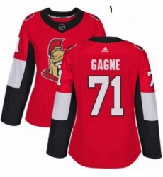 Womens Adidas Ottawa Senators 71 Gabriel Gagne Authentic Red Home NHL Jersey 