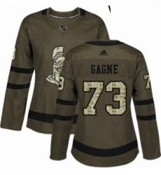 Womens Adidas Ottawa Senators 73 Gabriel Gagne Authentic Green Salute to Service NHL Jersey 