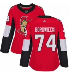Womens Adidas Ottawa Senators 74 Mark Borowiecki Authentic Red Home NHL Jersey 