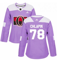 Womens Adidas Ottawa Senators 78 Filip Chlapik Authentic Purple Fights Cancer Practice NHL Jersey 