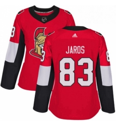 Womens Adidas Ottawa Senators 83 Christian Jaros Authentic Red Home NHL Jersey 