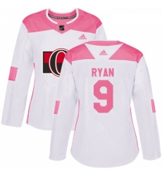 Womens Adidas Ottawa Senators 9 Bobby Ryan Authentic WhitePink Fashion NHL Jersey 