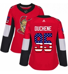 Womens Adidas Ottawa Senators 95 Matt Duchene Authentic Red USA Flag Fashion NHL Jersey 