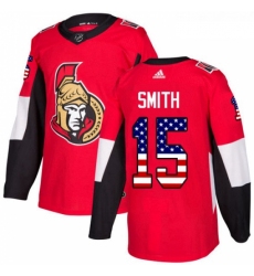 Youth Adidas Ottawa Senators 15 Zack Smith Authentic Red USA Flag Fashion NHL Jersey 