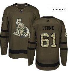 Youth Adidas Ottawa Senators 61 Mark Stone Authentic Green Salute to Service NHL Jersey 