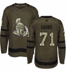Youth Adidas Ottawa Senators 71 Gabriel Gagne Authentic Green Salute to Service NHL Jersey 