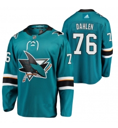 Adidas San Jose Sharks 76 Jonathan Dahlen Teal Home Authentic Stitched NHL Jersey