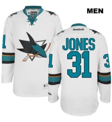 Martin Jones Mens Stitched San Jose Sharks Away Authentic Reebok 31 White NHL Jersey