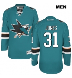 Men Martin Jones Mens Stitched San Jose Sharks Authentic Reebok 31 Teal NHL Jersey
