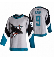 Men San Jose Sharks 9 Evander Kane Grey Adidas 2020 21 Reverse Retro Alternate NHL Jersey