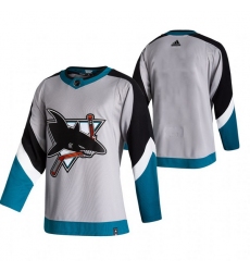 Men San Jose Sharks Blank Grey Adidas 2020 21 Reverse Retro Alternate NHL Jersey