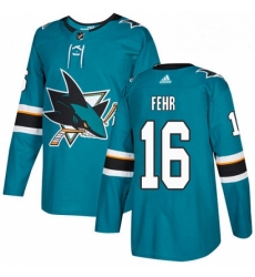Mens Adidas San Jose Sharks 16 Eric Fehr Authentic Teal Green Home NHL Jersey 