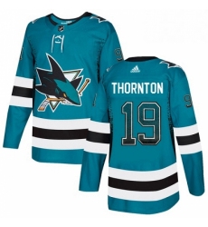 Mens Adidas San Jose Sharks 19 Joe Thornton Authentic Teal Drift Fashion NHL Jersey 