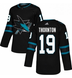 Mens Adidas San Jose Sharks 19 Joe Thornton Premier Black Alternate NHL Jersey 