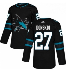 Mens Adidas San Jose Sharks 27 Joonas Donskoi Premier Black Alternate NHL Jersey 