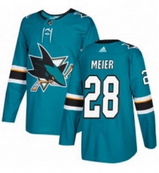 Mens Adidas San Jose Sharks 28 Timo Meier Authentic Teal Green Home NHL Jersey 
